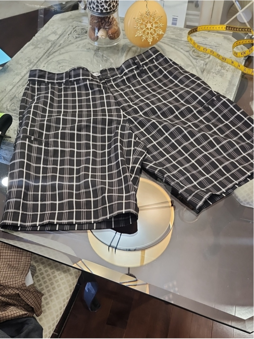 Adidas golf Performance Cargo Plaid Baggy Shorts 34 Black